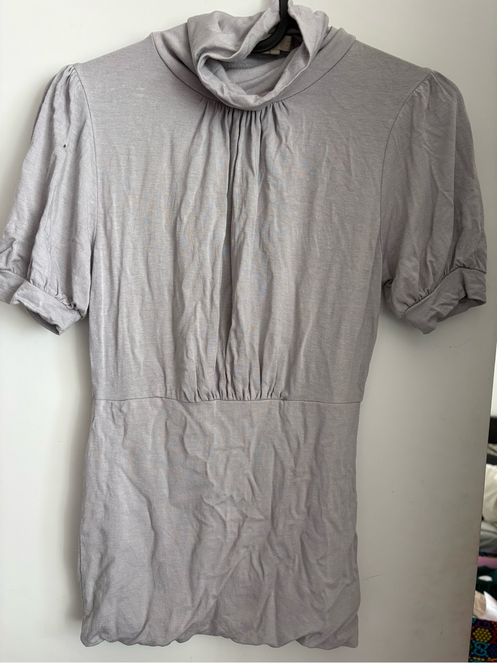 Y2K short sleeve mock neck pleated